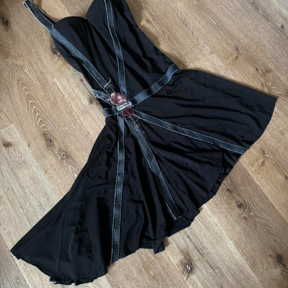 Roberto Cavalli‎ Black Embroidered Whimpsy Goth Vintage 90’s Size 44